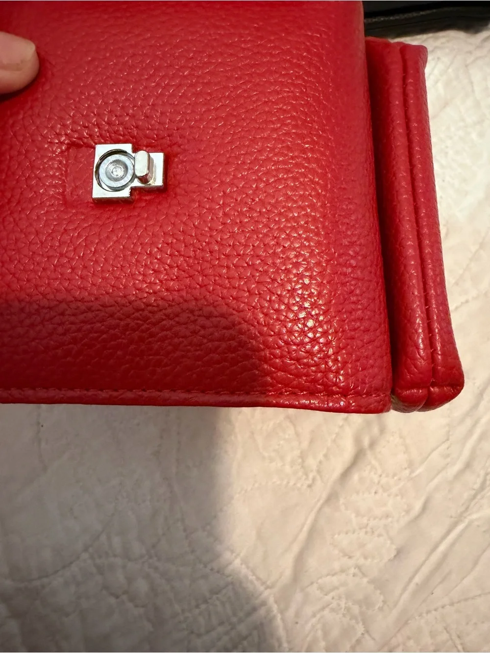 Red Leather Compact Wallet - Unbranded